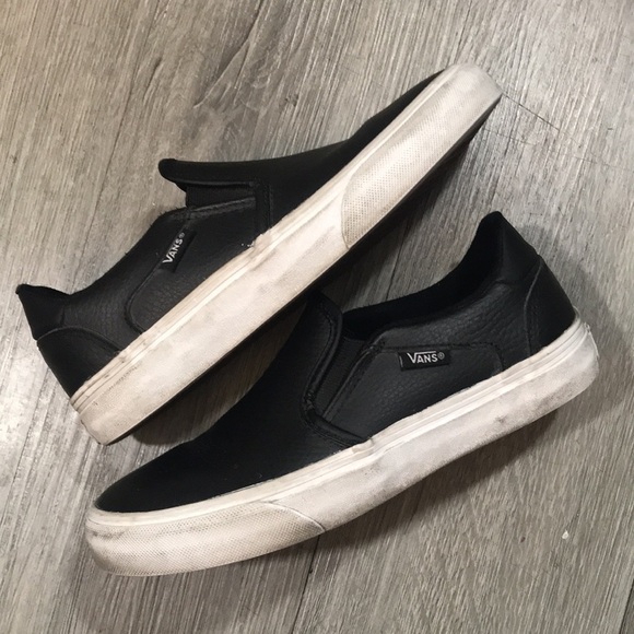 Vans Deluxe Comfort Classic Black Leather Slip-On Sneakers size 6 - Picture 5 of 8